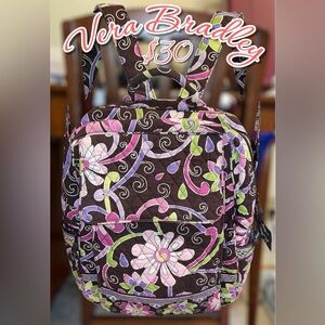 ✨Vera Bradley Quilted Small Backpack - Brown Pink Floral - Excellent Condition